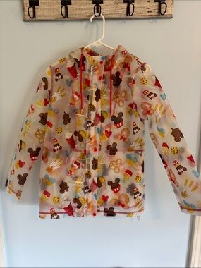 Disney Parks Clear Rain Jacket with Multicolor Snack Print